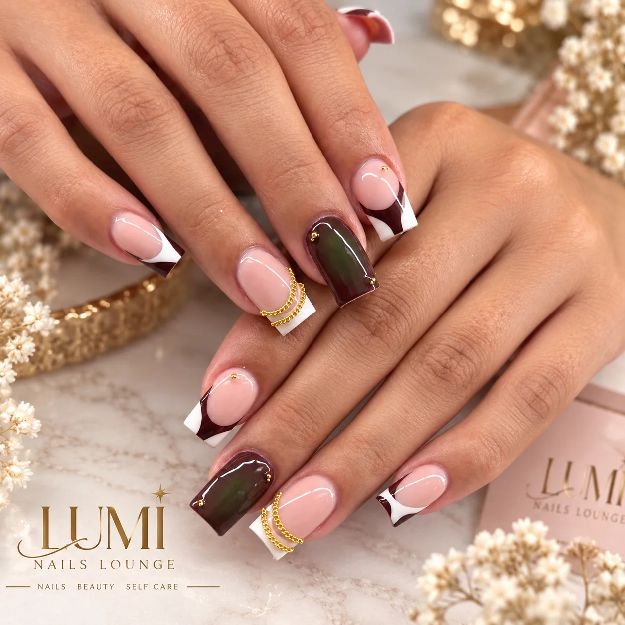 Modern French manicure by the Lumi Nail Lounge team